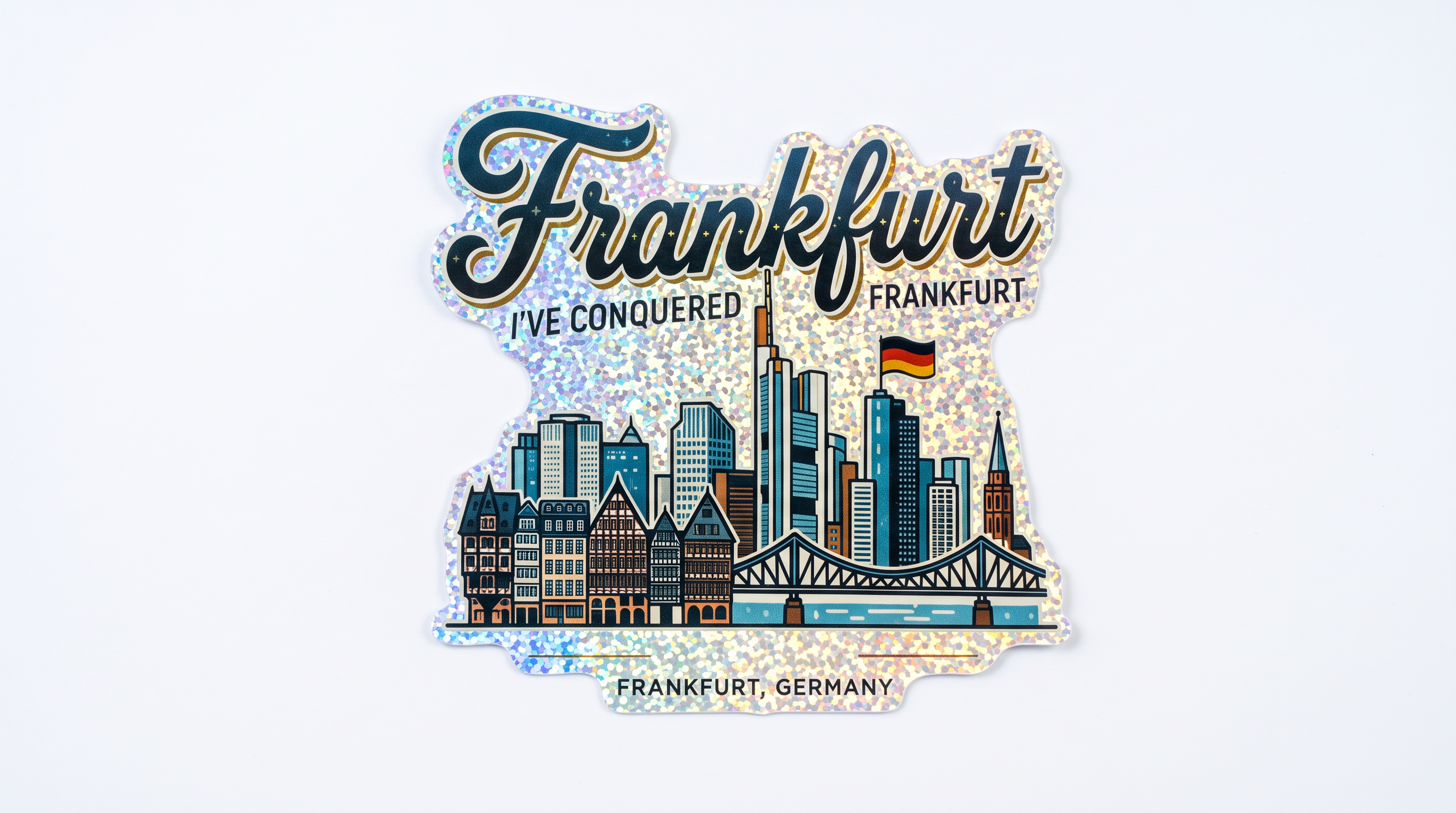 Frankfurt Glitzer-Sticker mit Skyline & Mainbrücke | Frankfurt Souvenir