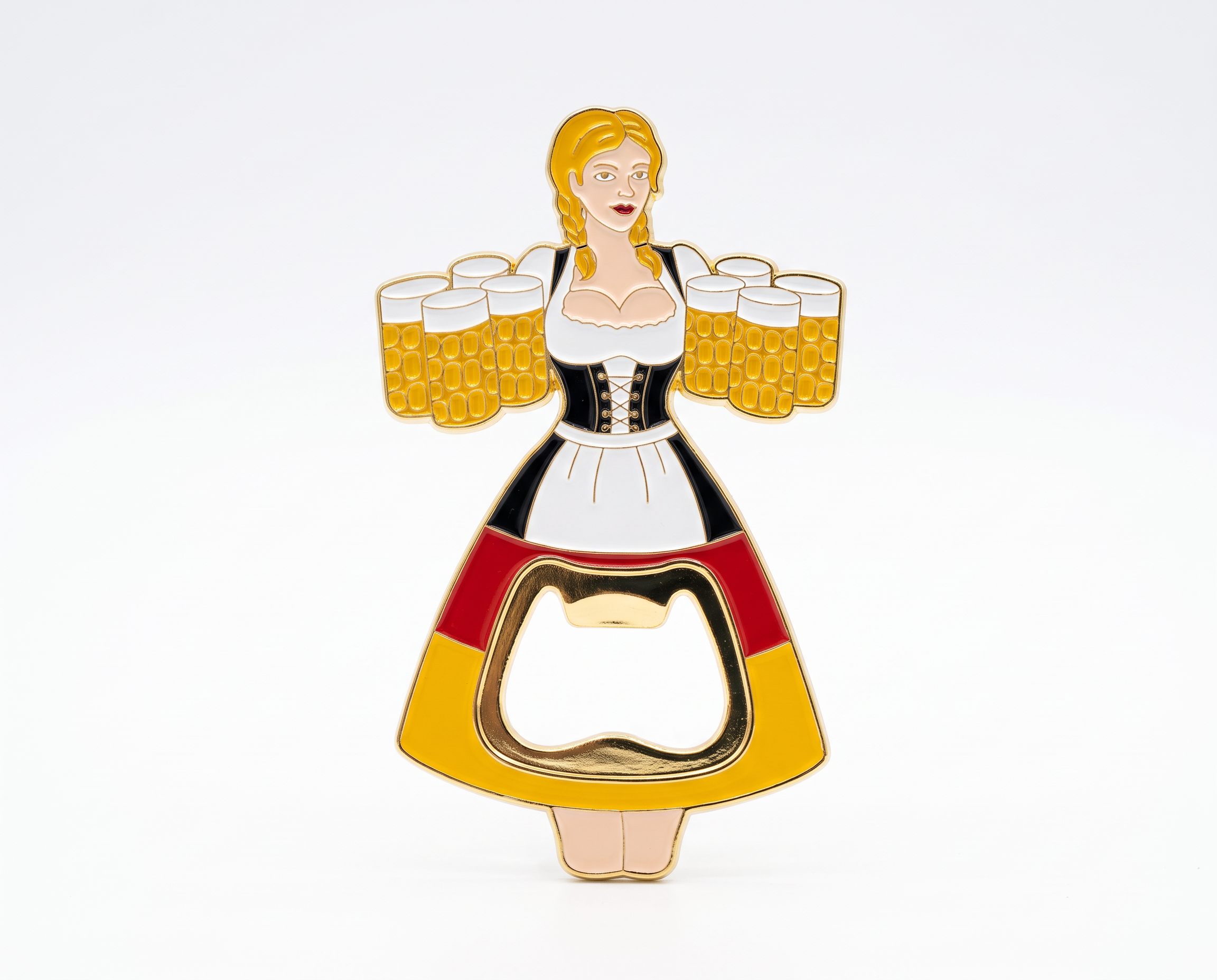 Magnet-Flaschenöffner Dirndl-Kellnerin mit vielen Maßbier | Oktoberfest & Bayern Souvenir