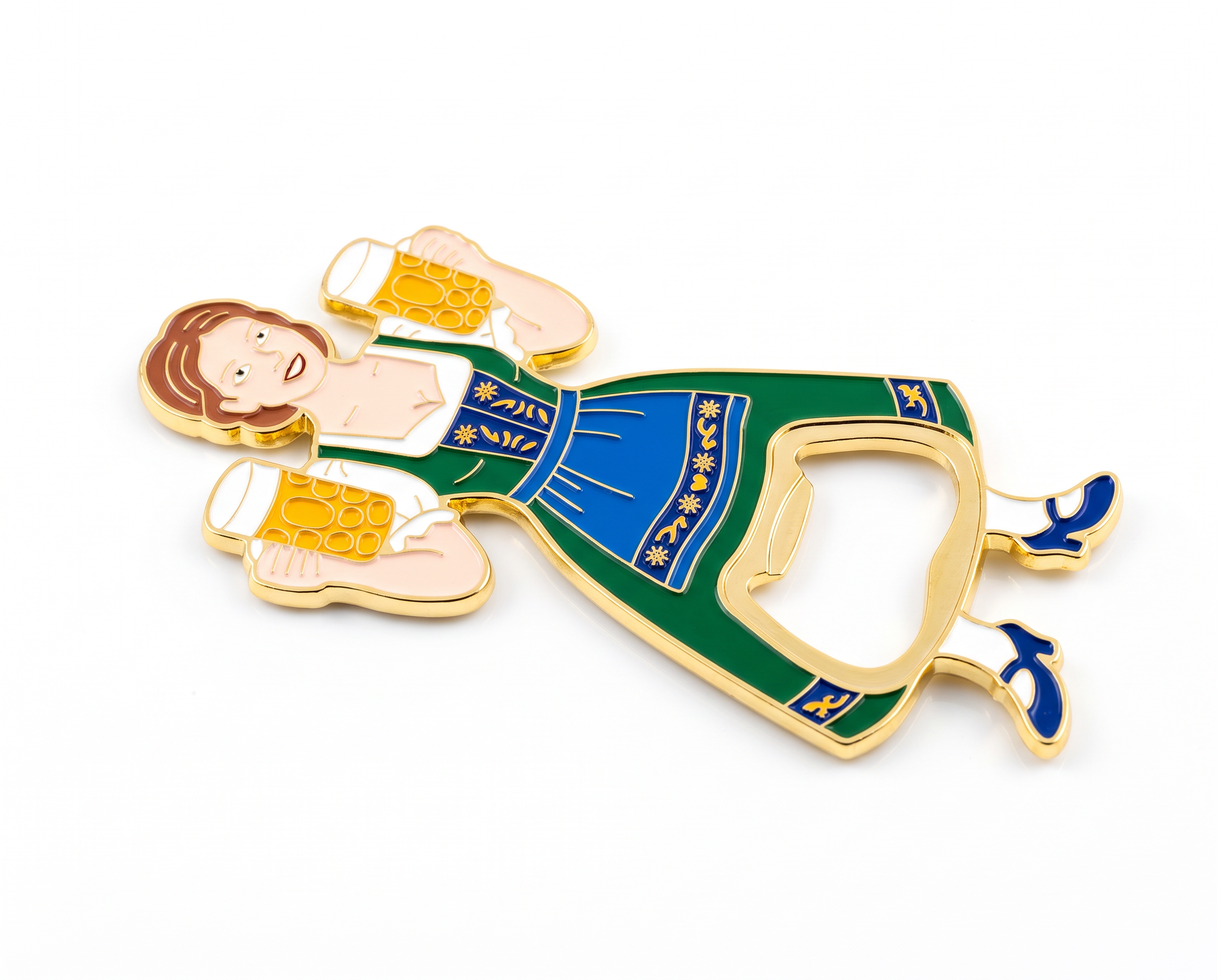 Magnet-Flaschenöffner Bayerische Kellnerin mit zwei Maßbier | Bayern & Oktoberfest Souvenir