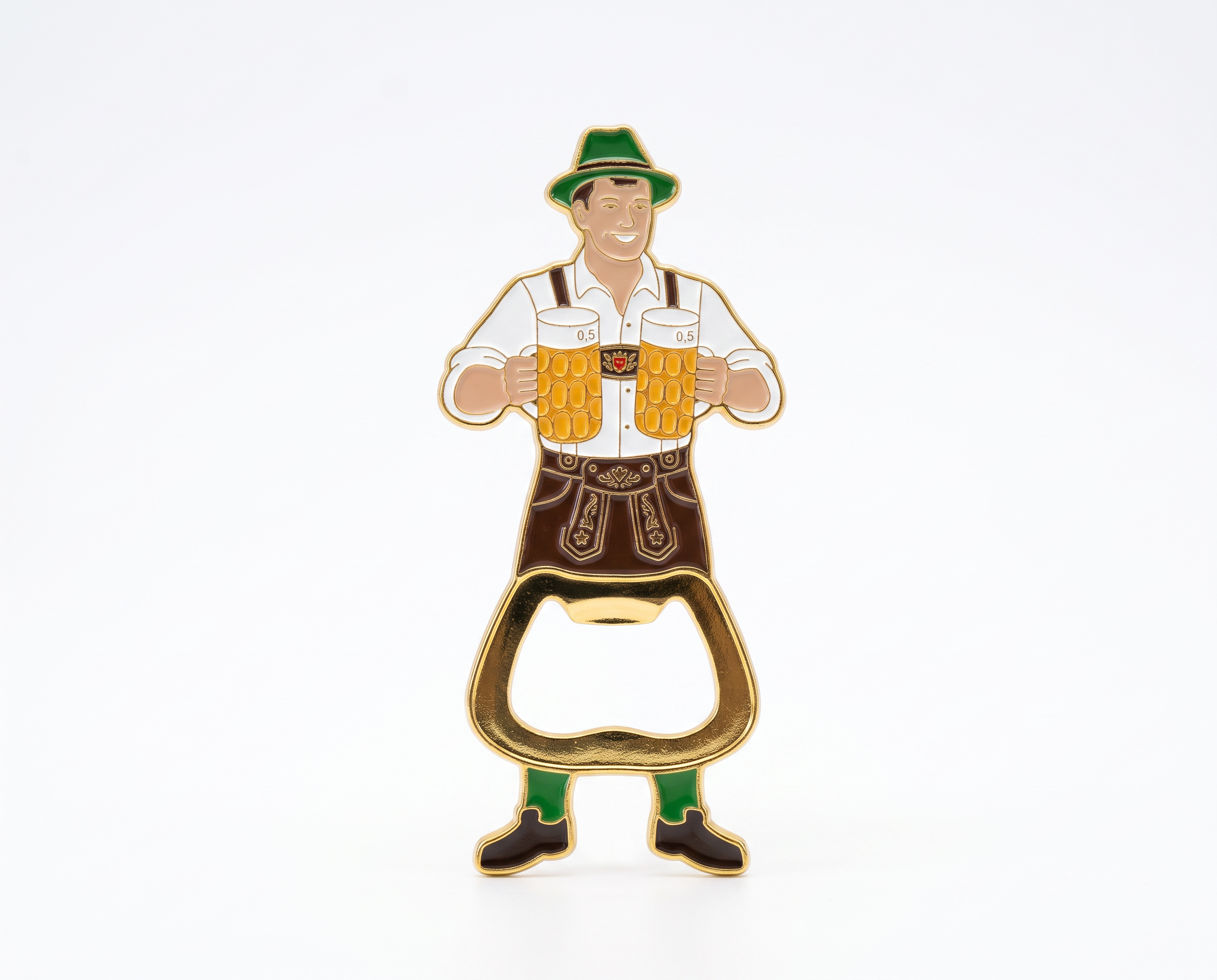 Magnet-Flaschenöffner Bayerischer Kellner mit zwei Maßbier | Oktoberfest & Bayern Souvenir