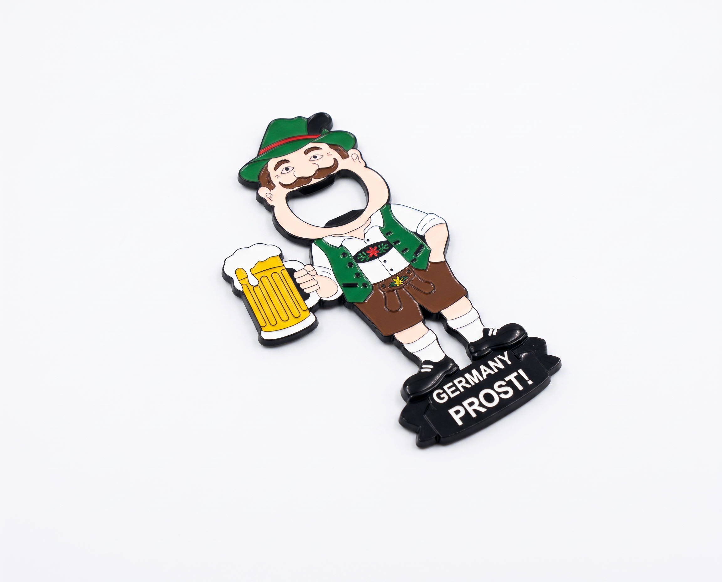 Magnet-Flaschenöffner Bayerischer Mann in Lederhose mit Maßbier „Deutschland Prost“ | Oktoberfest Souvenir