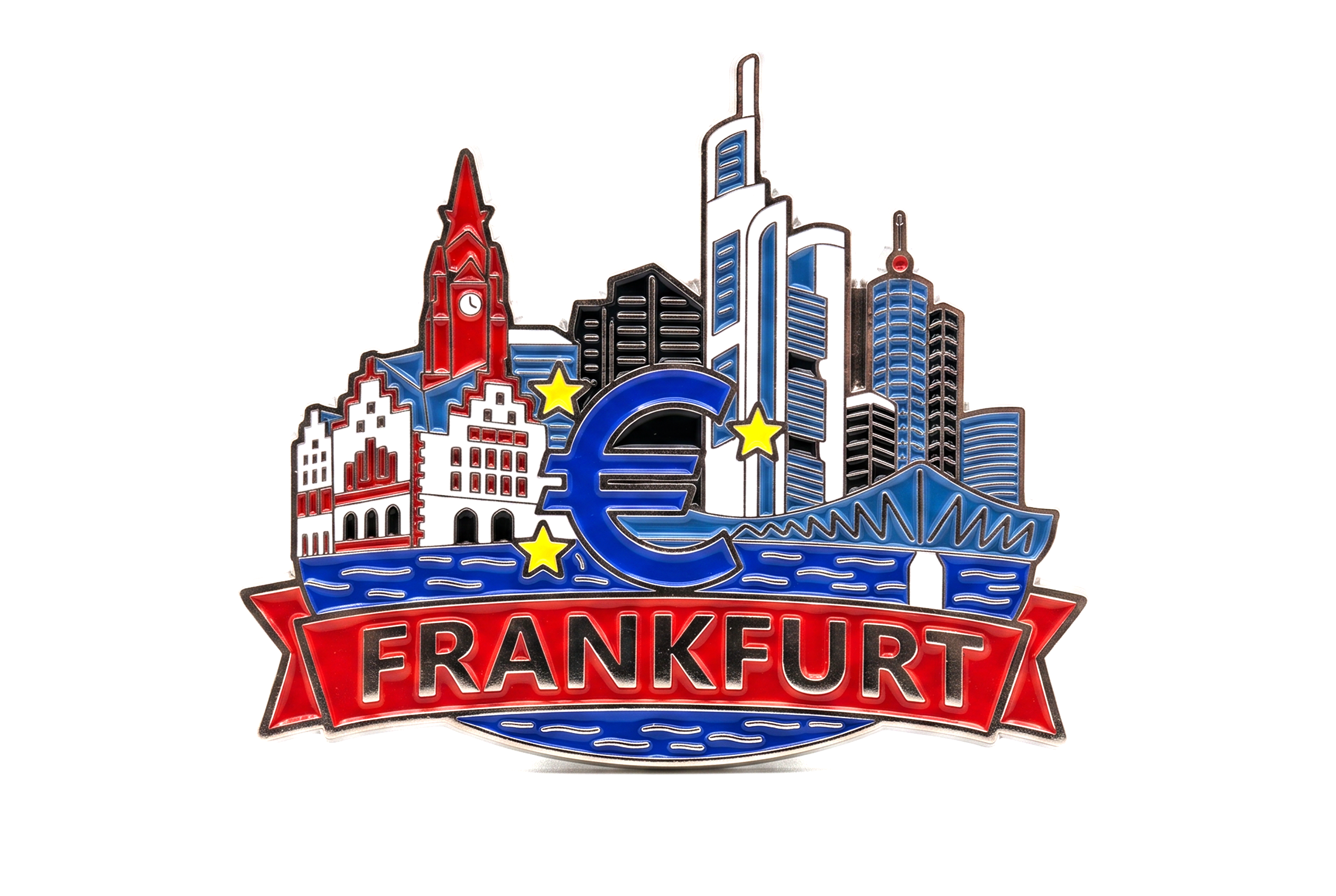 Kühlschrankmagnet Frankfurt Börse & Bankenviertel – Metall aus Zinklegierung