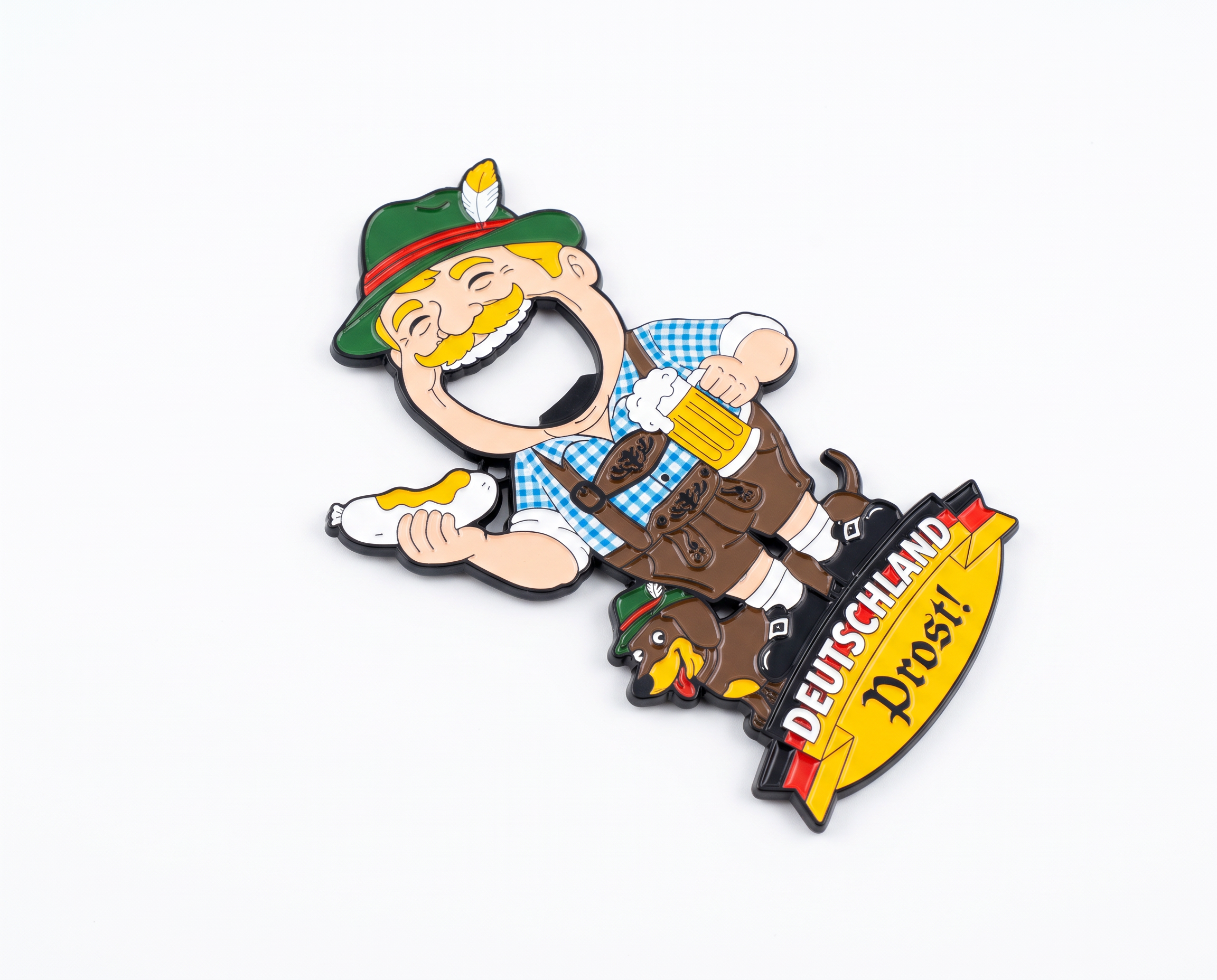 Magnet-Flaschenöffner Bayerischer Mann mit Dackel & Bier „Deutschland Prost“ | Bayern Souvenir