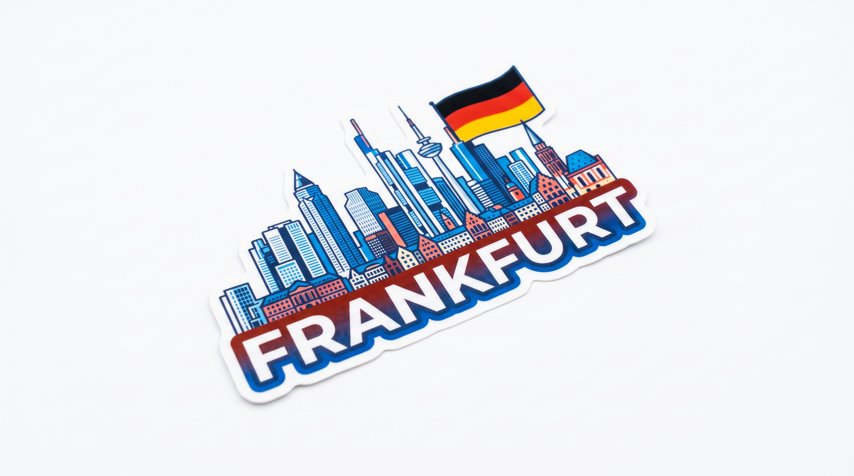 Frankfurt Sticker Blau-Weiß mit Flagge | Frankfurt Souvenir
