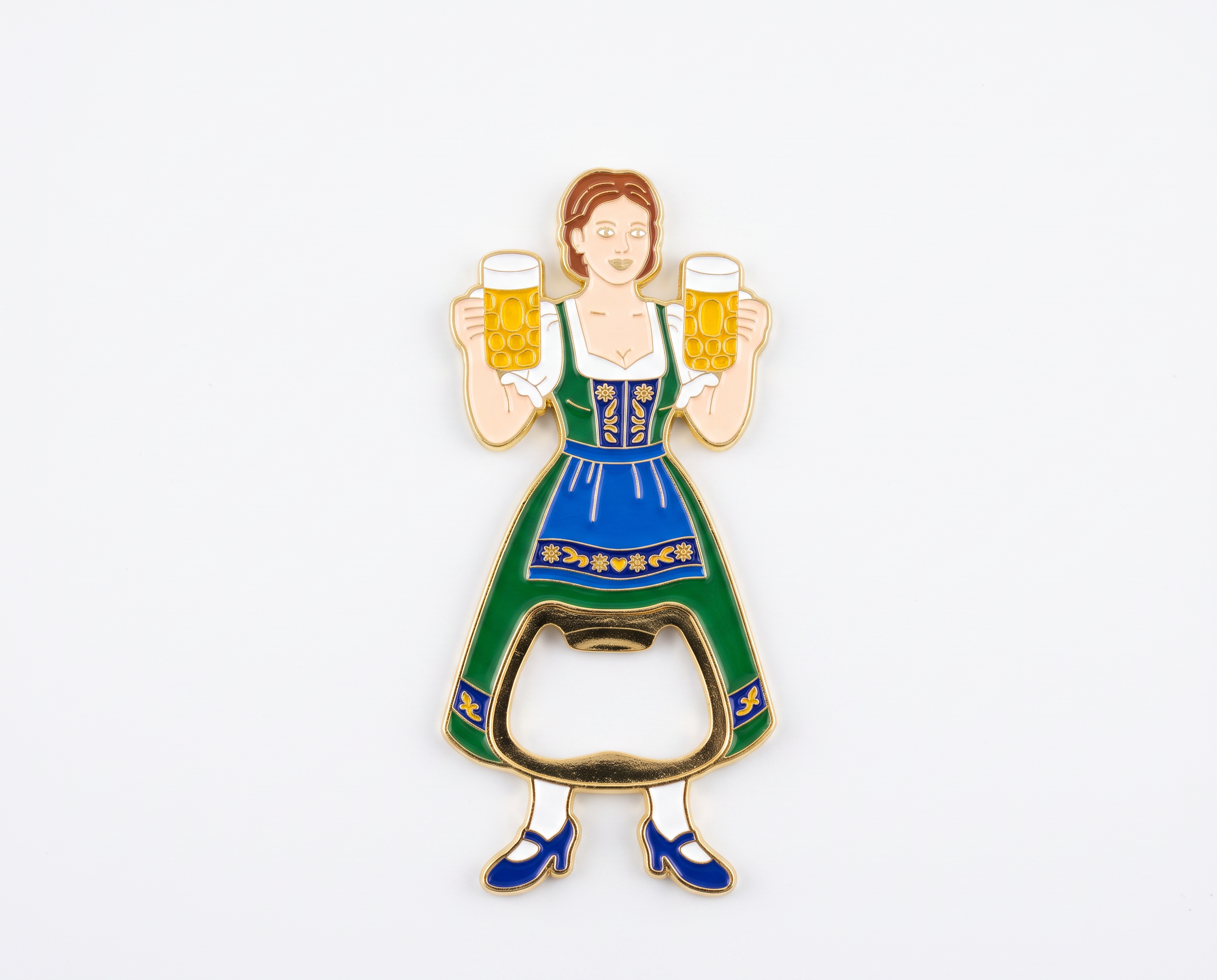 Magnet-Flaschenöffner Bayerische Kellnerin mit zwei Maßbier | Bayern & Oktoberfest Souvenir