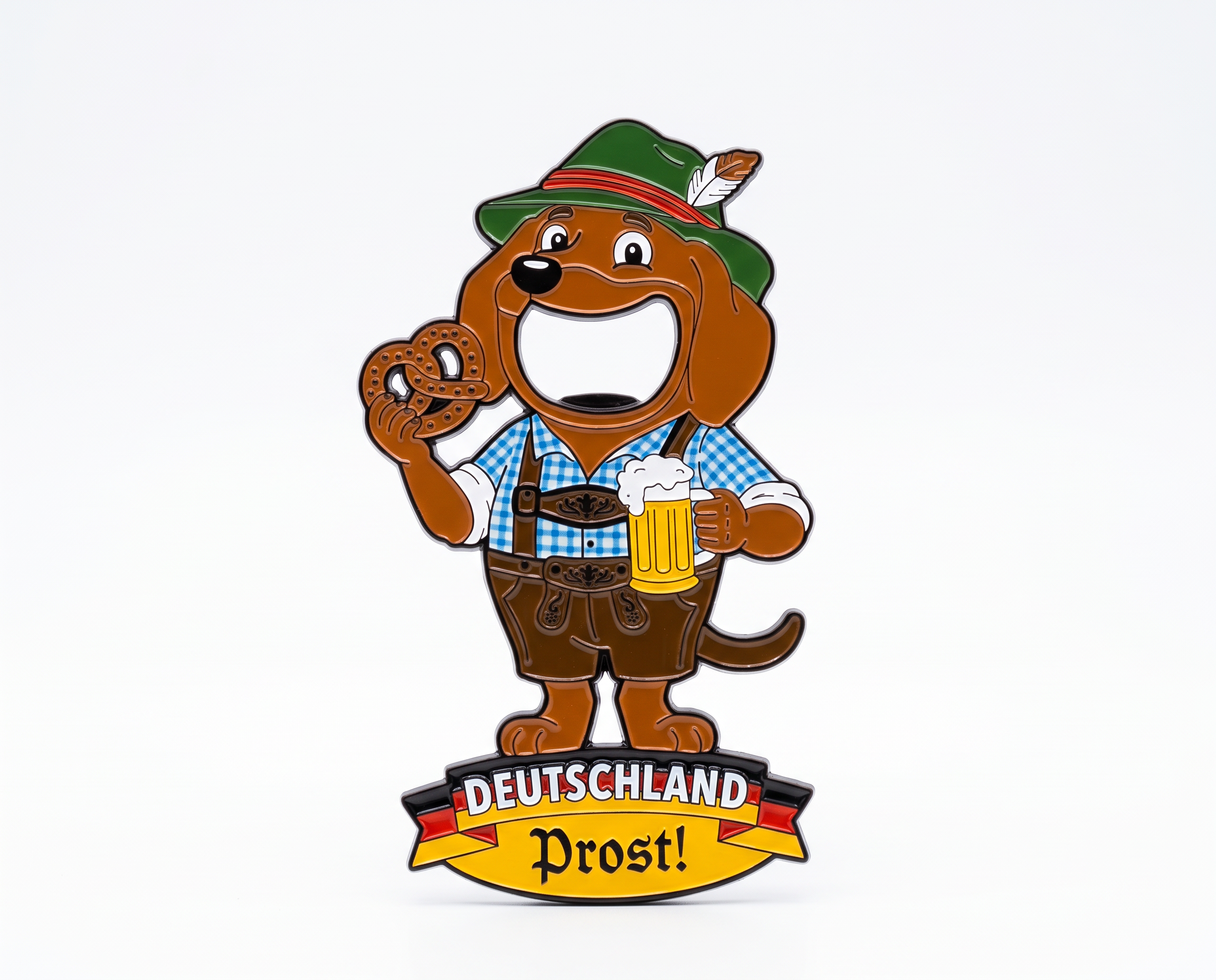 Magnet-Flaschenöffner Dackel mit Bier & Brezel „Deutschland Prost“ | Deutschland Souvenir