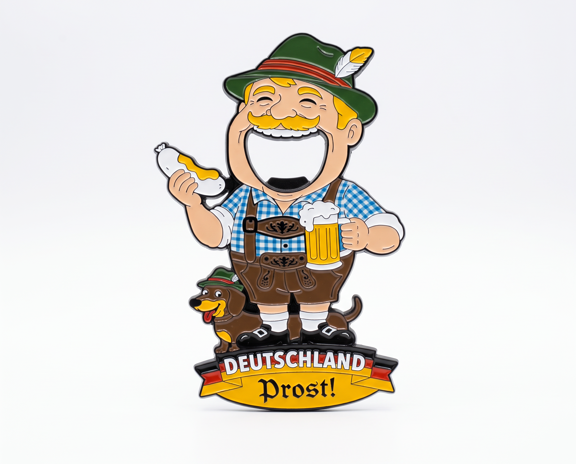 Magnet-Flaschenöffner Bayerischer Mann mit Dackel & Bier „Deutschland Prost“ | Bayern Souvenir