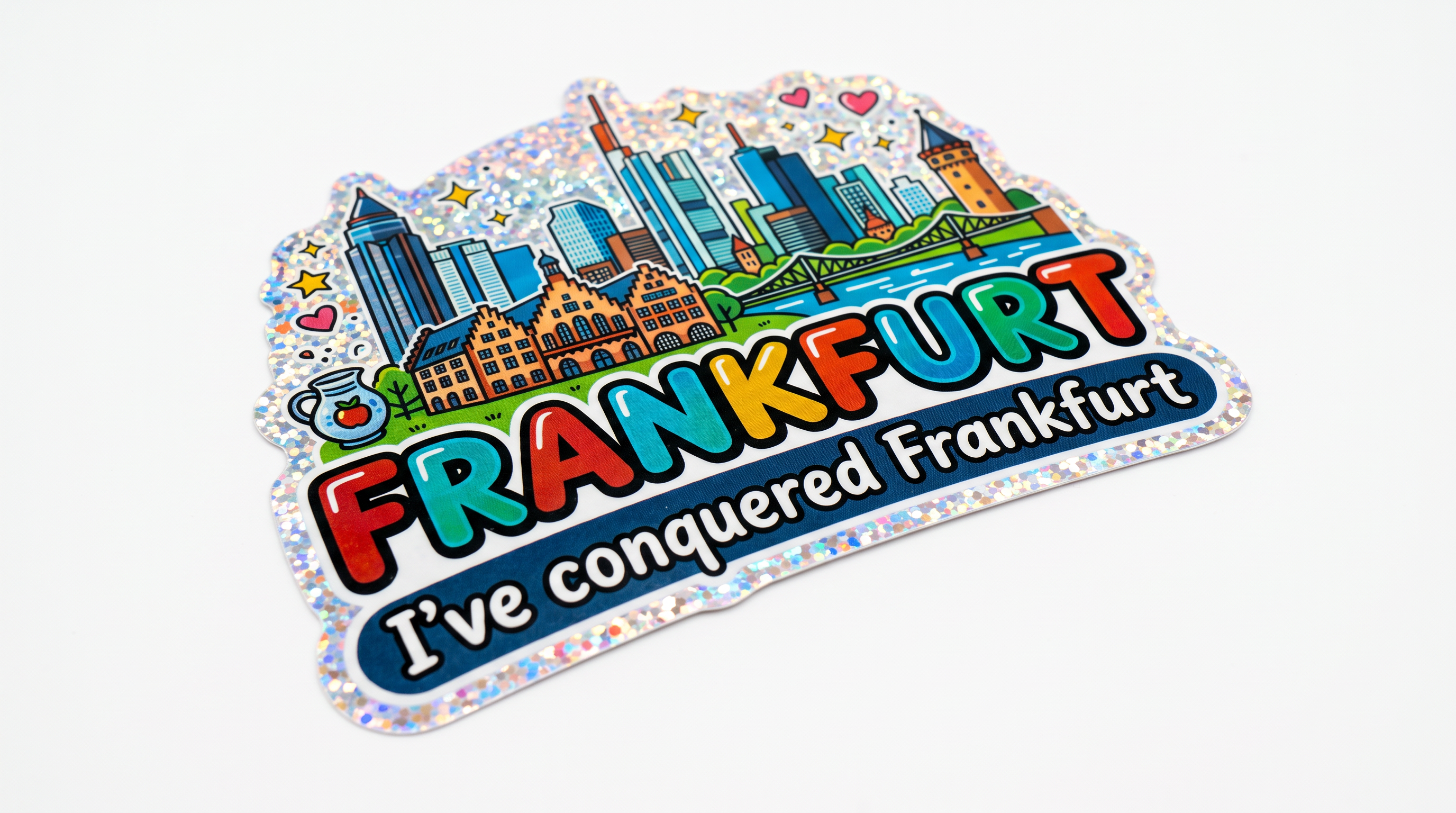 Glitzer Sticker „I’ve Conquered Frankfurt“ bunt | Frankfurt Souvenir
