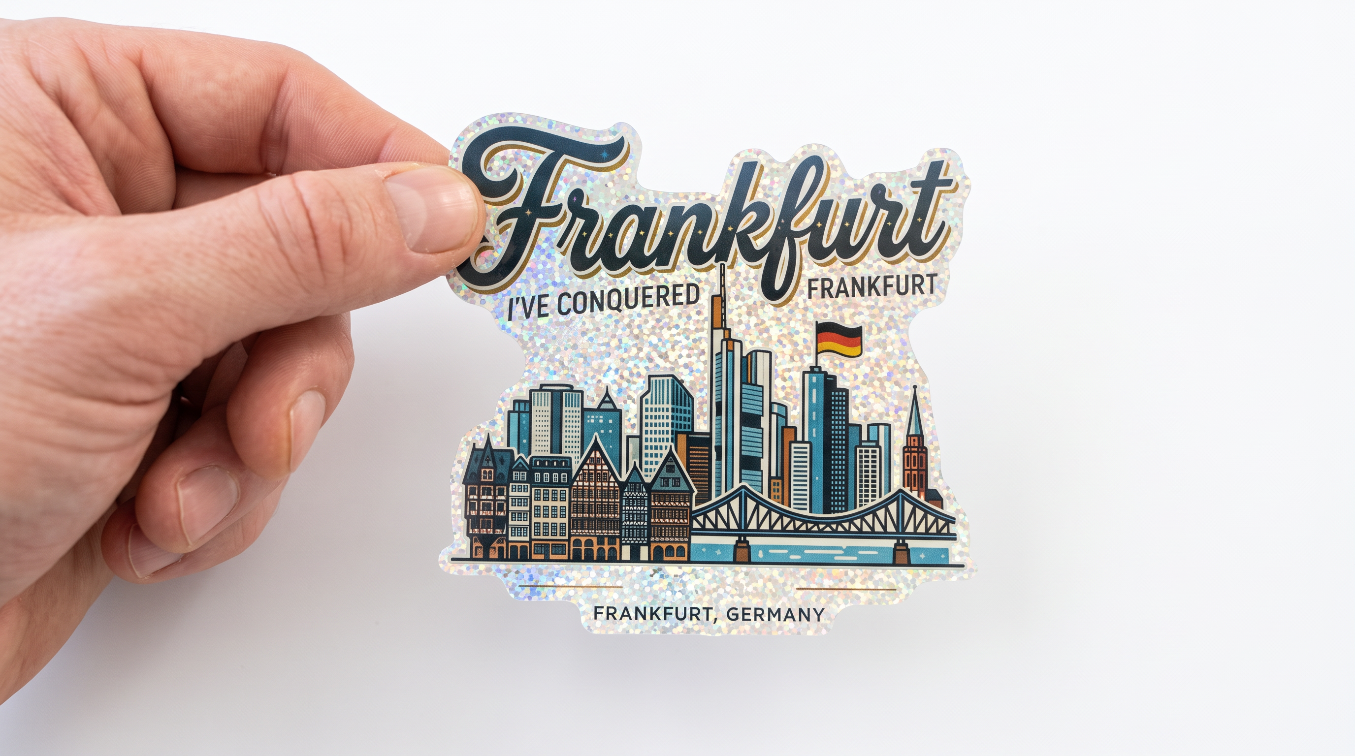 Frankfurt Glitzer-Sticker mit Skyline & Mainbrücke | Frankfurt Souvenir