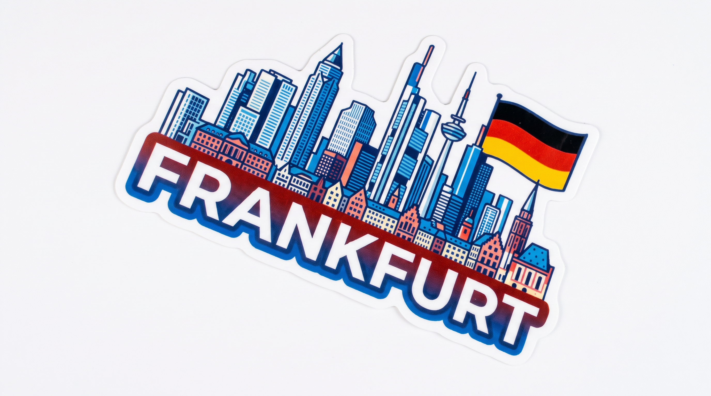 Frankfurt Sticker Blau-Weiß mit Flagge | Frankfurt Souvenir