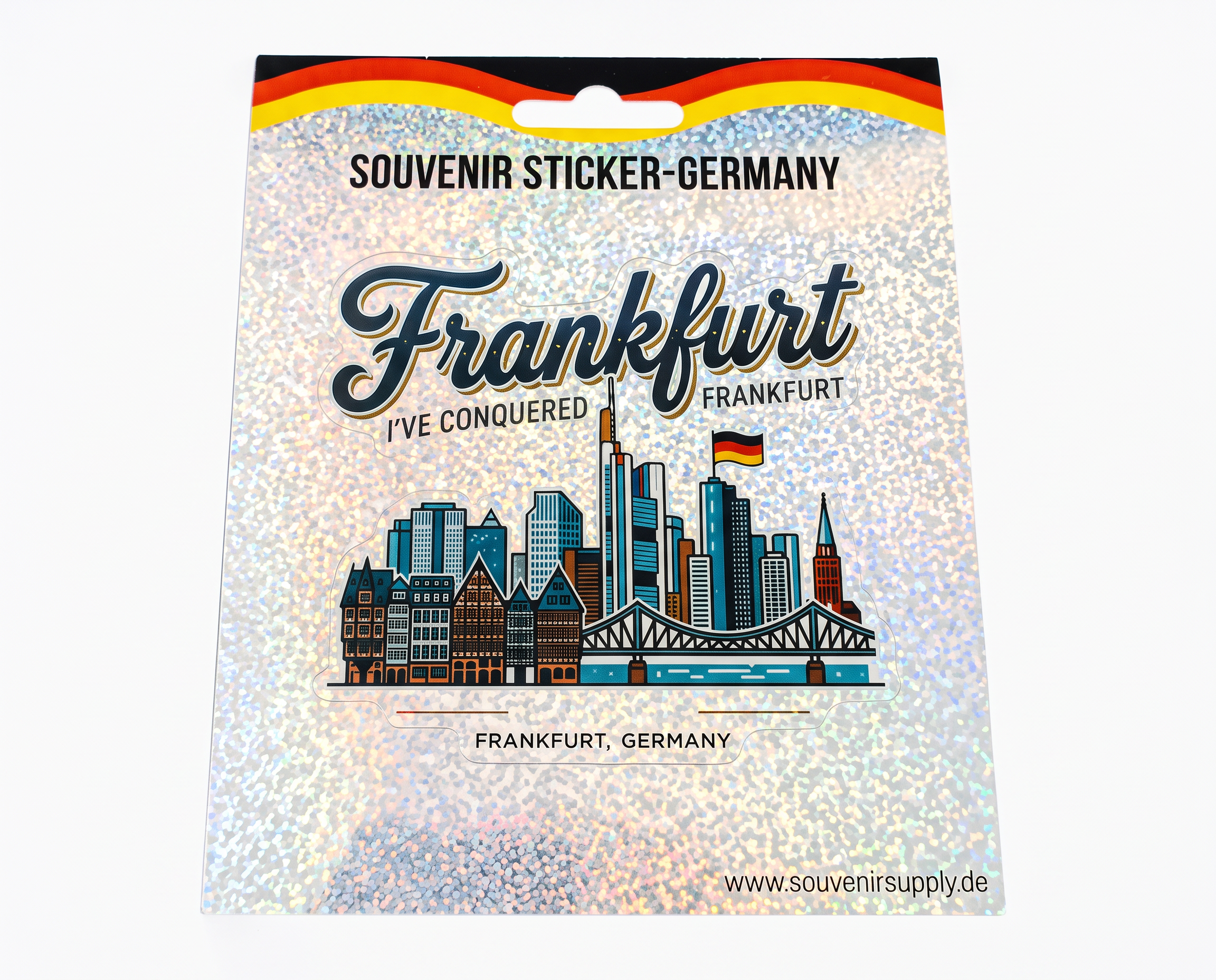 Frankfurt Glitzer-Sticker mit Skyline & Mainbrücke | Frankfurt Souvenir