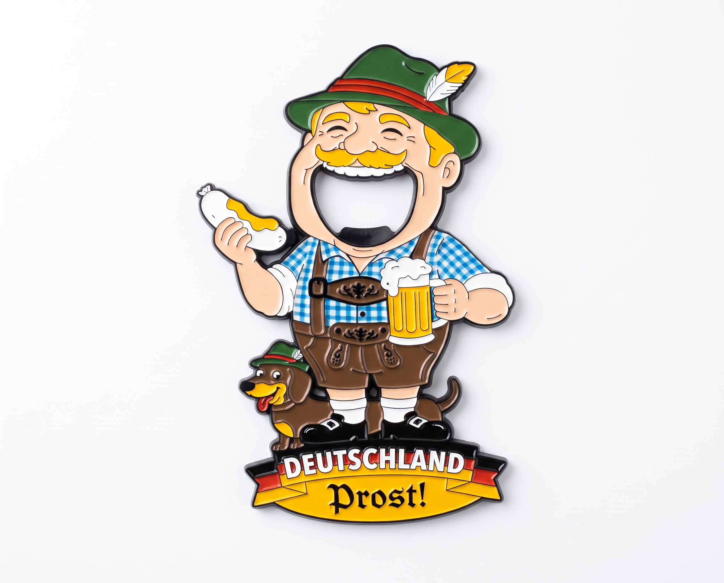 Magnet-Flaschenöffner Bayerischer Mann mit Dackel & Bier „Deutschland Prost“ | Bayern Souvenir